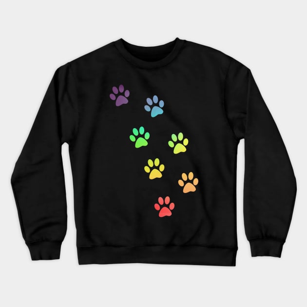 Rainbow Watercolour Paw Prints Crewneck Sweatshirt by alisadesigns